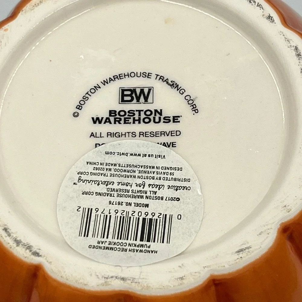 Boston Warehouse Pumpkin Cookie Jar Unisex OS Orange NWOT 26176 Ceramic Harvest